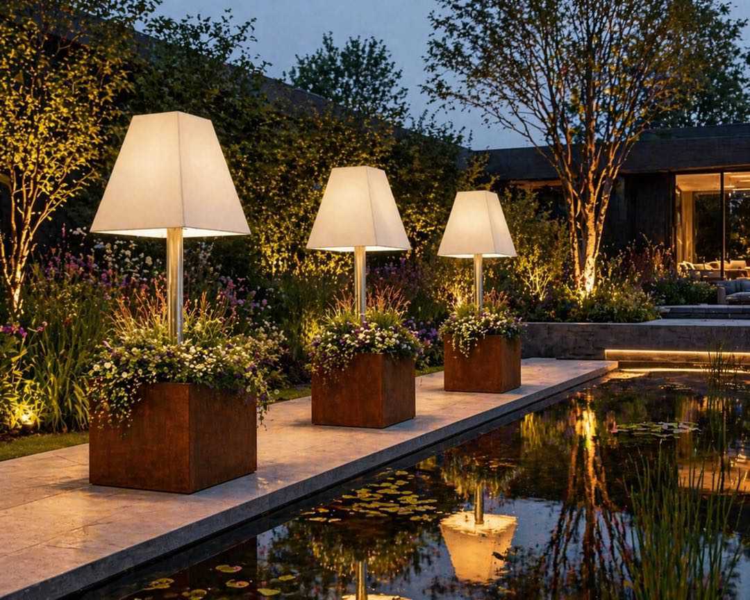 FloraLume in a high-end landscaped garden