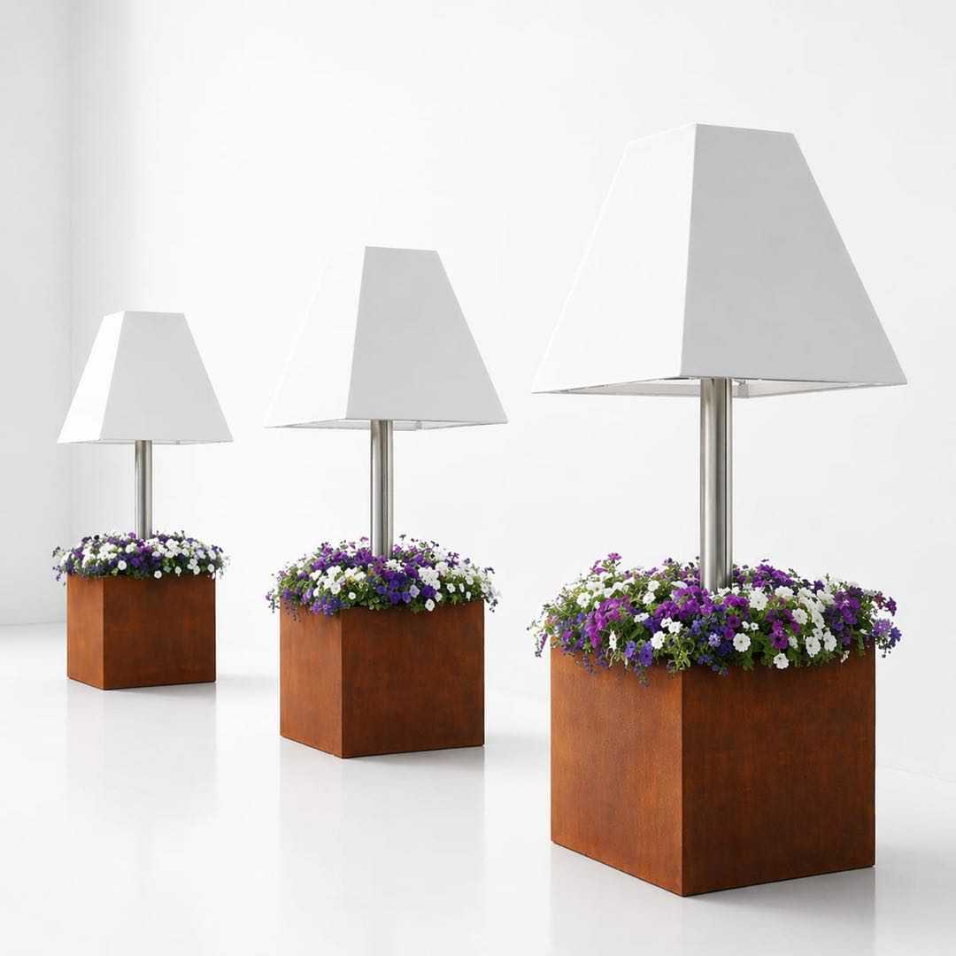 FloraLume in corten steel with flowering planting
